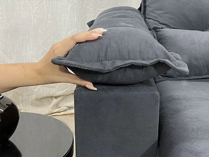 Sofá Retrátil Reclinável 200cm Veludinho Cinza Chumbo - Foto 4