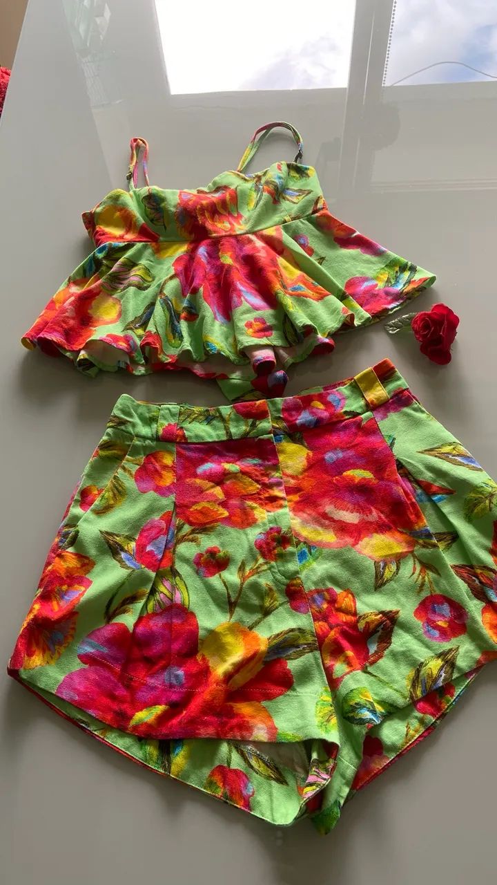 Conjunto FARM short e batinha, tamanho PP - Foto 3