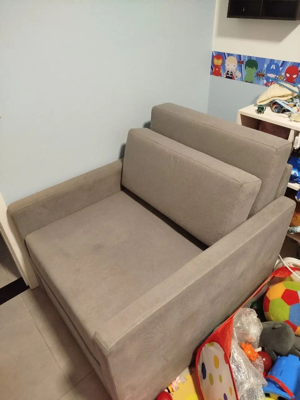 Sofá Cama de Solteiro - Castor Salerno Max Suede Cinza