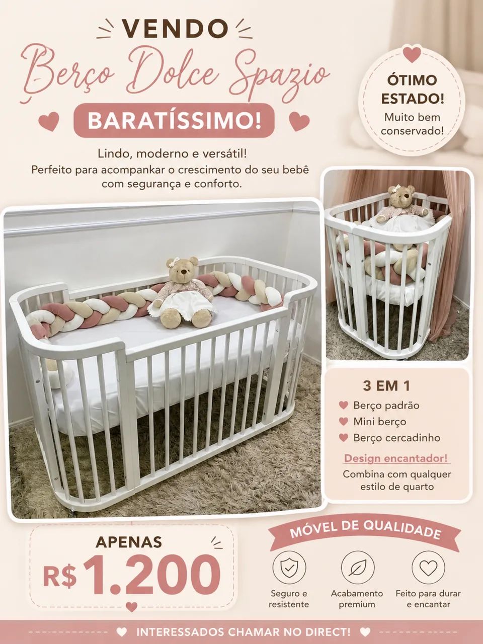 BERÇO BARATÍSSIMO DOLCE SPAZIO 
