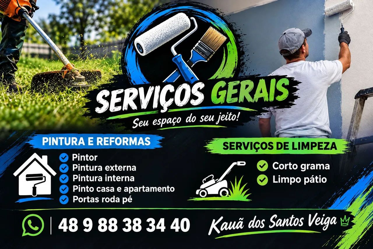 Sou pintor e limpo pátio corto grama 