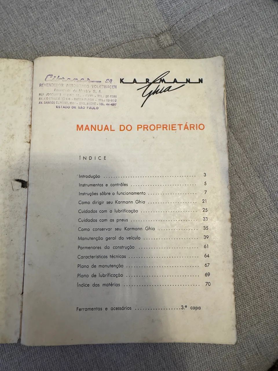 manual do Karmann Ghia original para colecionadores - Foto 3