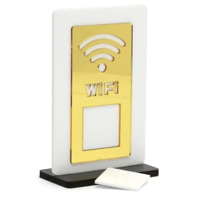 Placa Acrílica QR Code Dourada Wi-Fi Personalizada - Foto 2