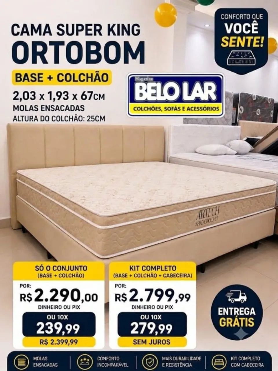 Conjunto Colchão Airtech Superking