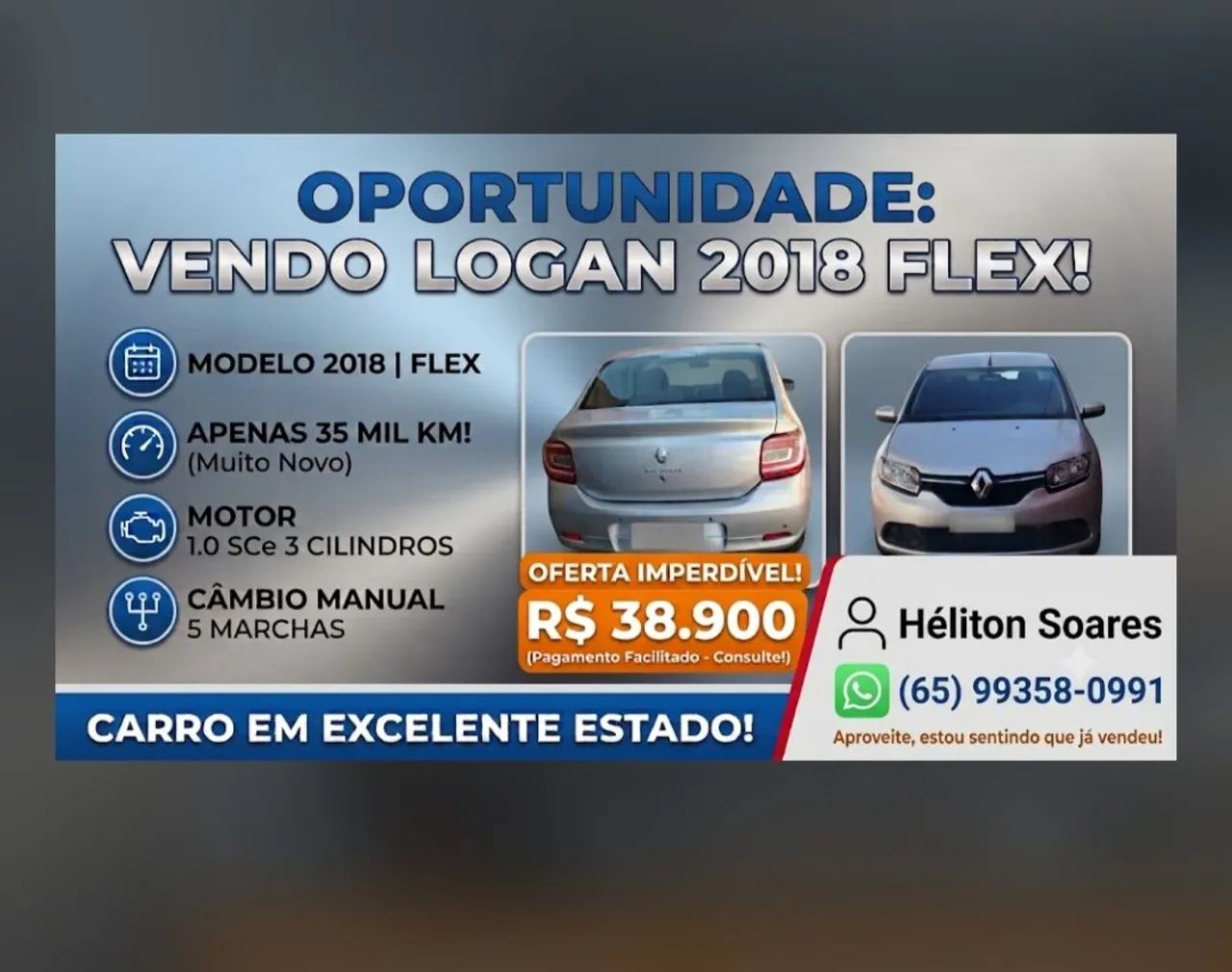 Renault Logan Expression Flex 1.0 12V 4P 2019 - Foto 4