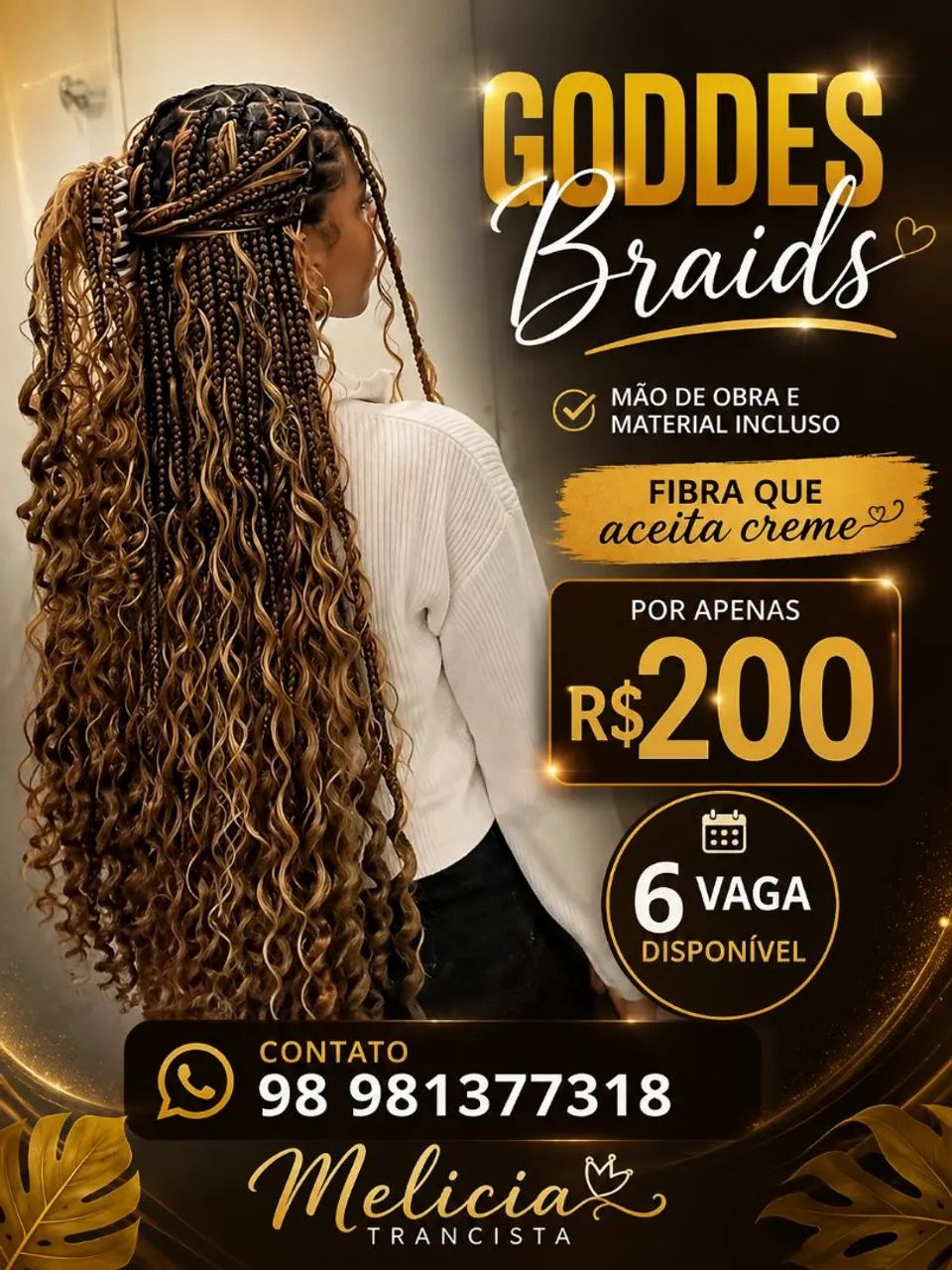 Trança com cachos 