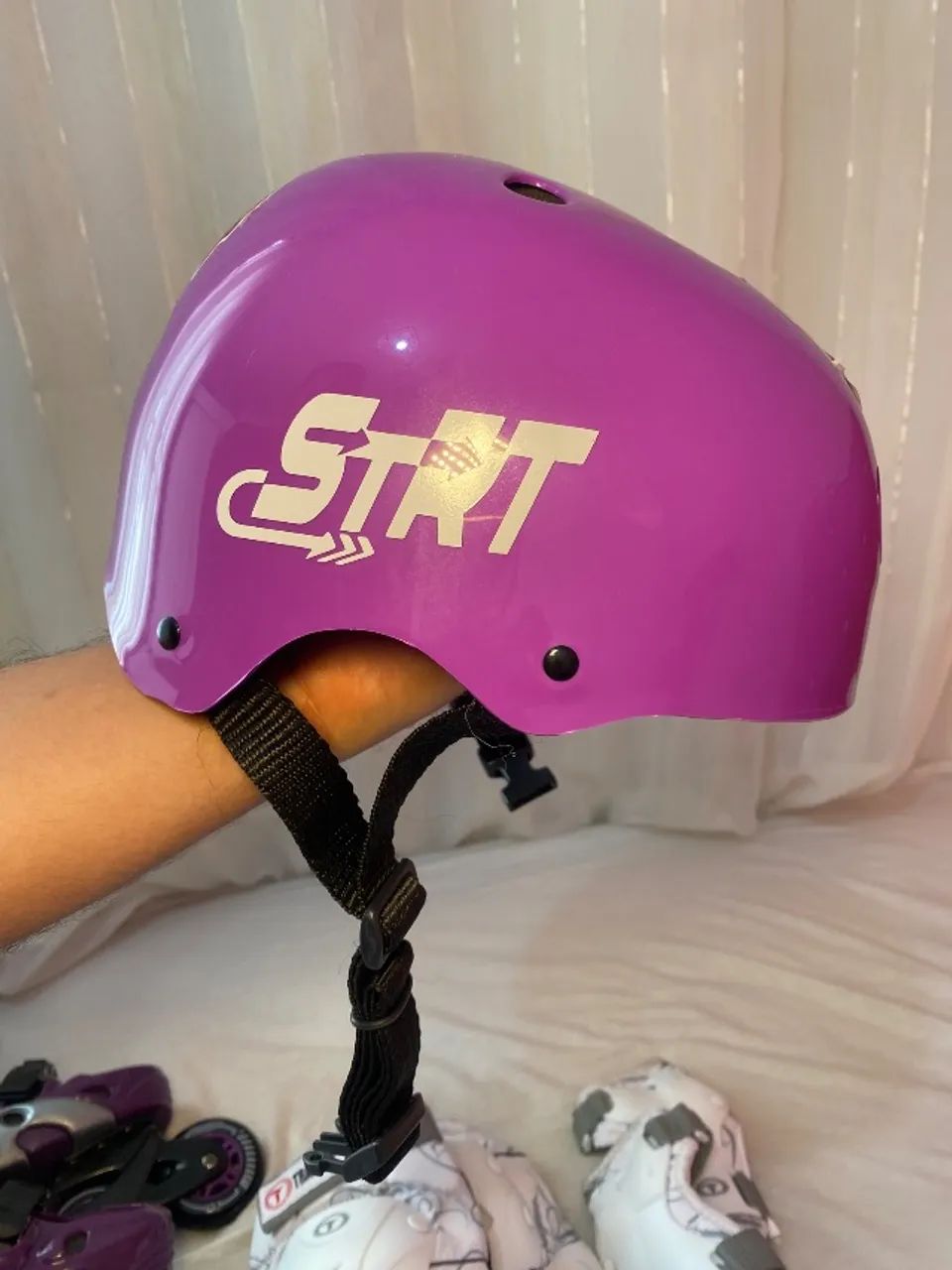 Kit Patins Inline Iniciante Spectro Roxo Traxart - Foto 6