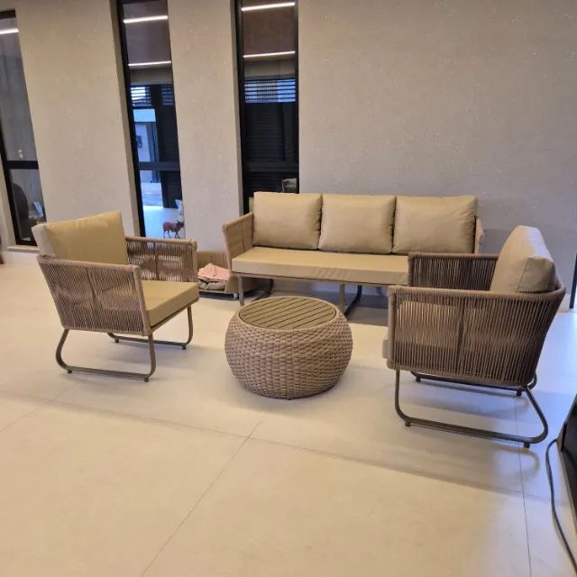 CONJUNTO SOFÁ DE CORDA NÁUTICA 