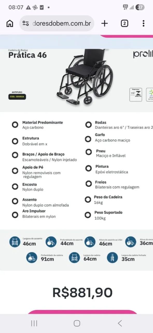 Cadeira de rodas prolife - Foto 5
