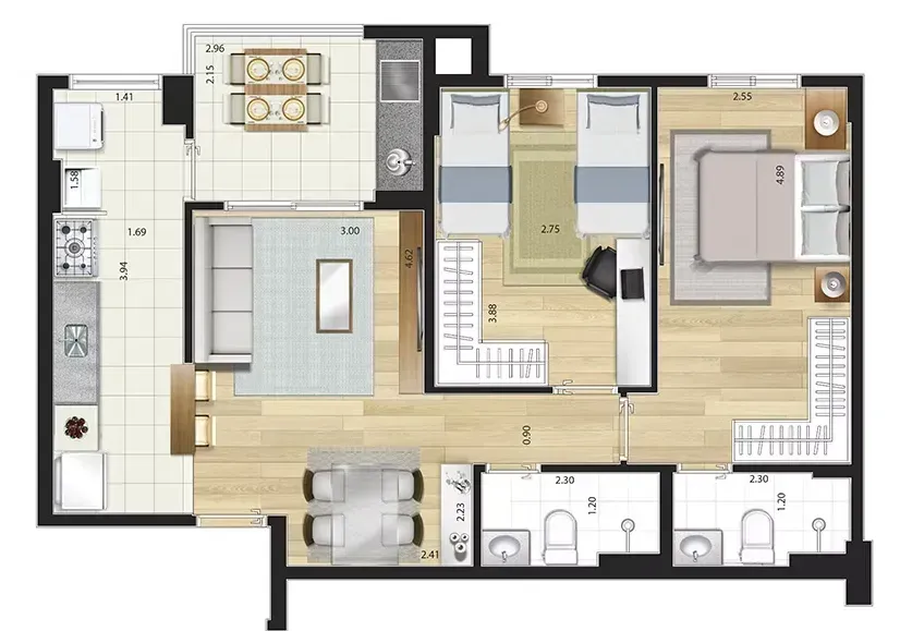 PLANTA 67m²