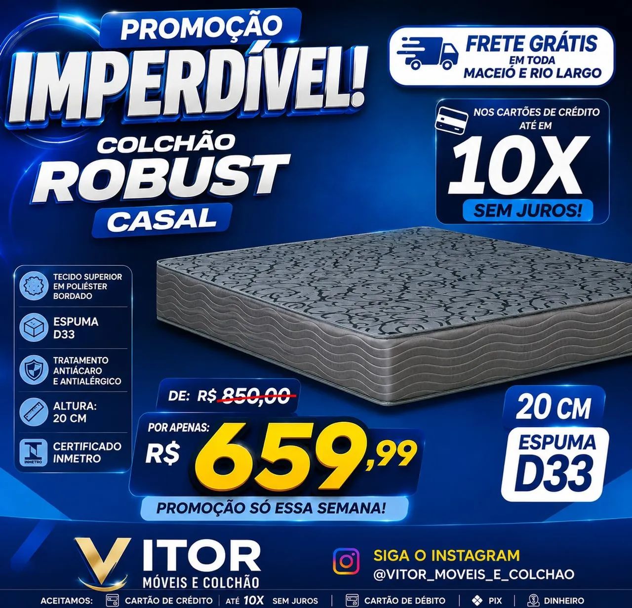 Colchão 20 cm d33 casal 