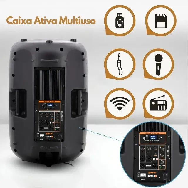 Caixa Amplificada Staner Sr315m Bluetooth 300w Rms 15 Preto - Foto 4