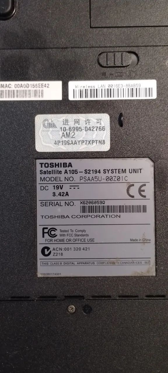 Notebook Toshiba Satellite A105 - Foto 5