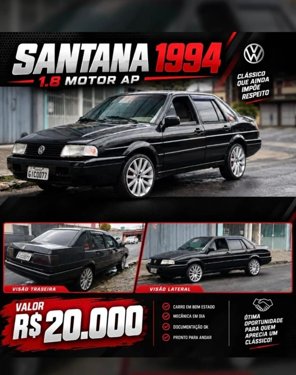 Volkswagen Santana GLI / GL/ Sport 1.8/ 2.0 (álcool) 1994