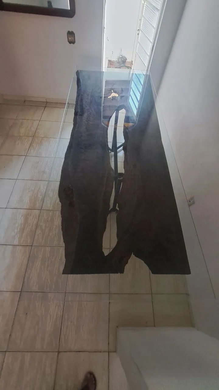 Mesa eucalipto com vidro  - Foto 5