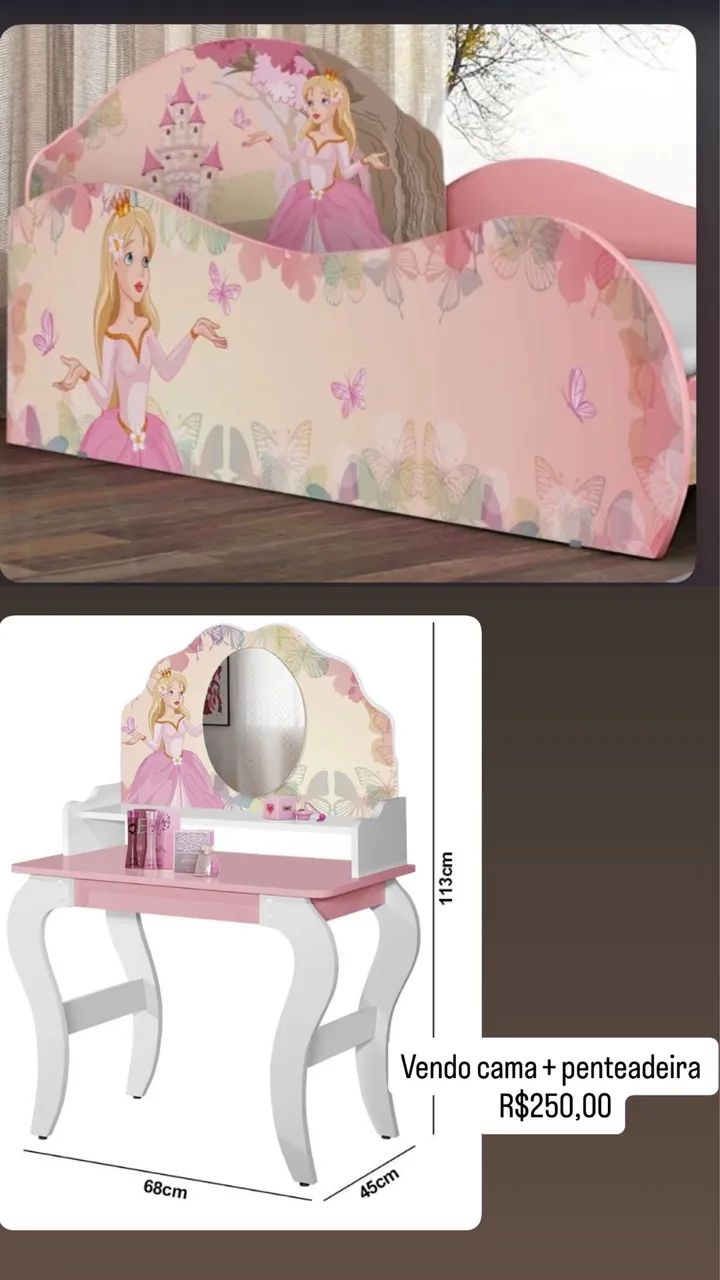 Cama + penteadeira das princesas 