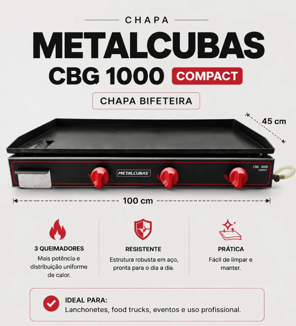 Chapa bifeteira - Metalcubas CBG1000 Compact