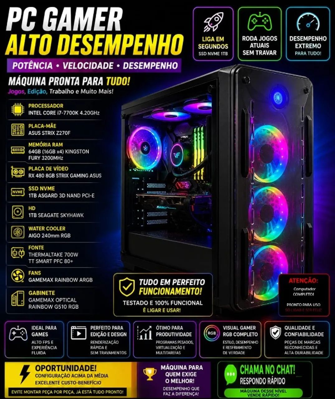 Computador - PC Gamer Alto desempenho - 64GB de RAM - Foto 2