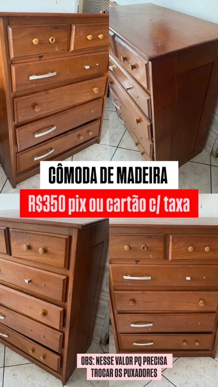 Cômoda de madeira maciça 