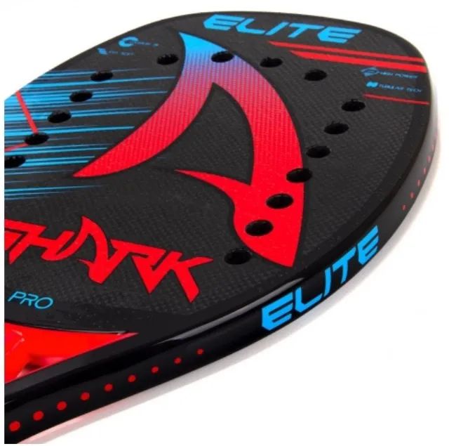 Raquete de Beach Tennis Shark Elite 2022 Carbono 3k com Capa - cor preto, vermelho e azul - Foto 4