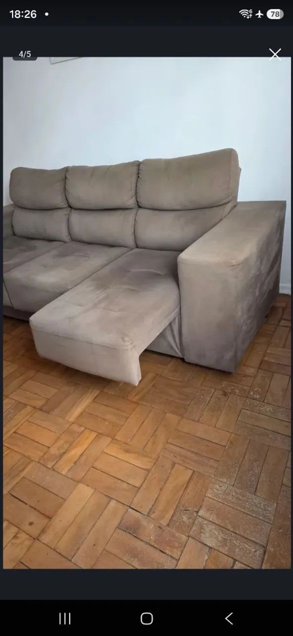 Sofa 3 lugares - Retratil - Marrom - Foto 2