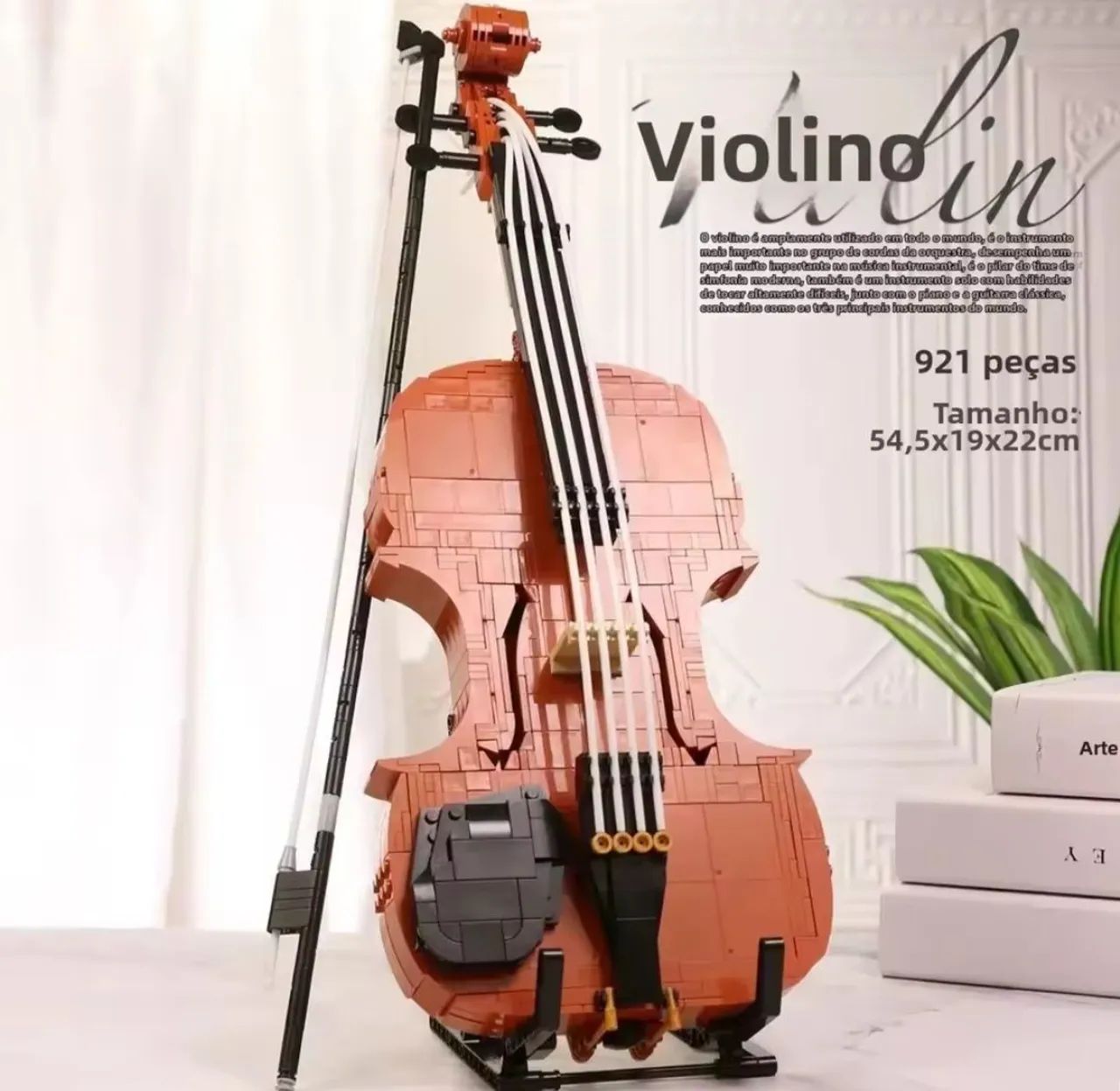 Blocos de Montar Violino Decorativo 921 Pçs Com Arco Display Musical marca Mega tipo Lego - Foto 2
