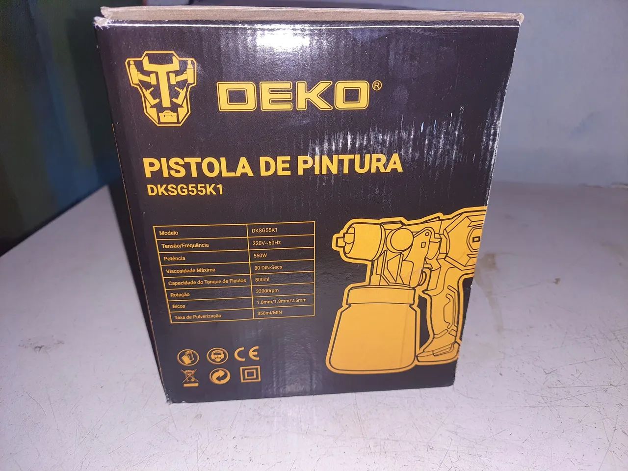 Pistola Pintura Pulverizadora 220v Elétrica 550w 800ml 3 Bicos E Acessórios - Deko<br><br> - Foto 5