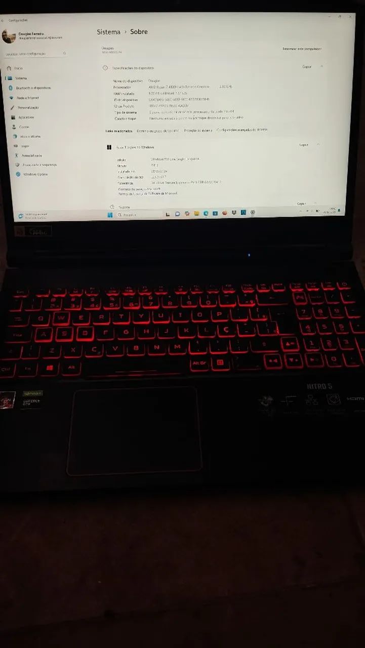 Notebook Gamer Acer Nitro 5 Ryzen 7 aceito proposta  - Foto 4