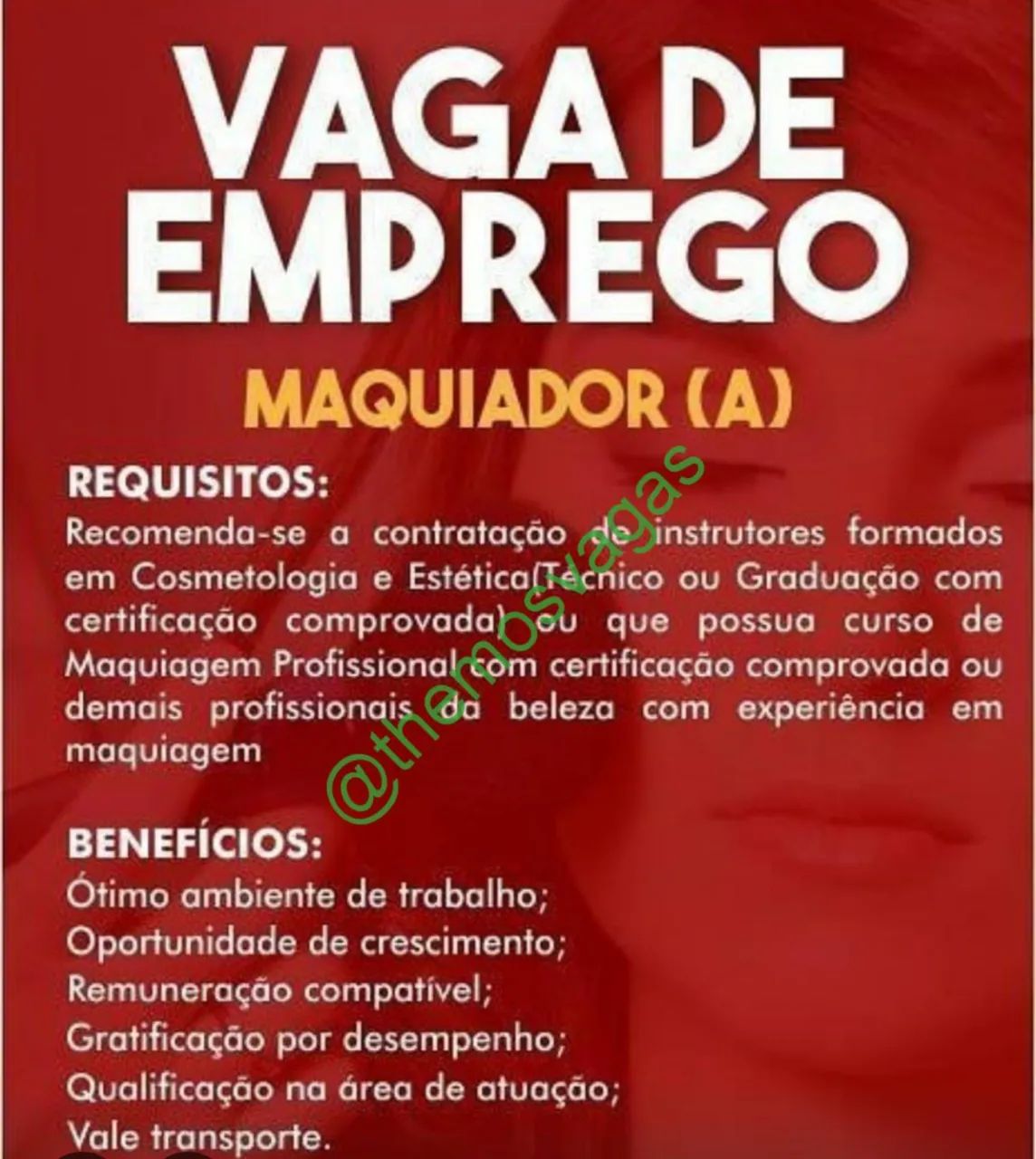 Vaga pra maquiadora/cabelereira 