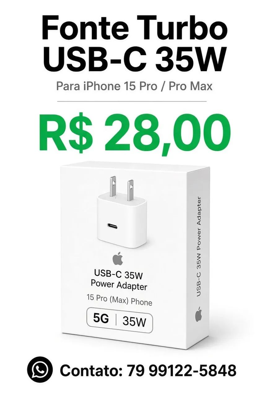 FONTE TURBO USB C 35W PARA IPHONE 15