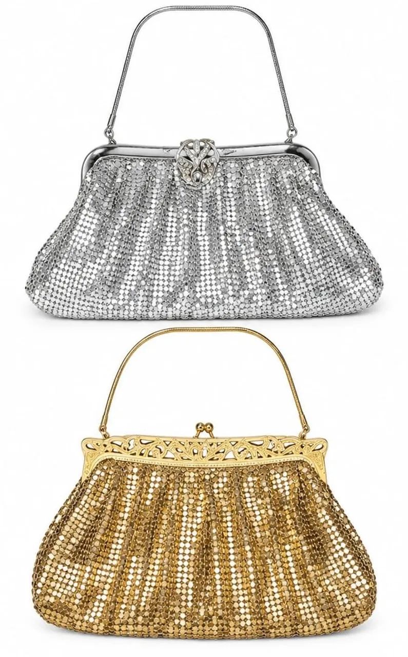 Bolsas Whiting Davis dourada e prateada