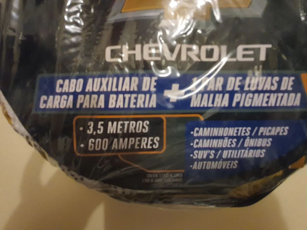 CABO AUXILIAR DE CARGA PARA BATERIA + UM PAR DE LUVAS DE MALHA PIGMENTADA - Foto 2