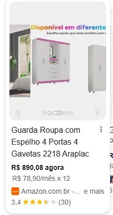 Guarda Roupa com Espelho 4 Portas 4 Gavetas - Foto 4