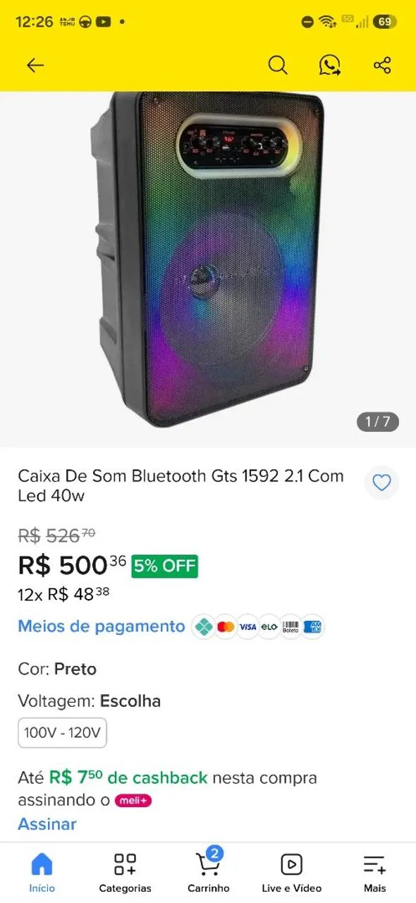 Caixa Bluetooth Controle e Microfone - Foto 2