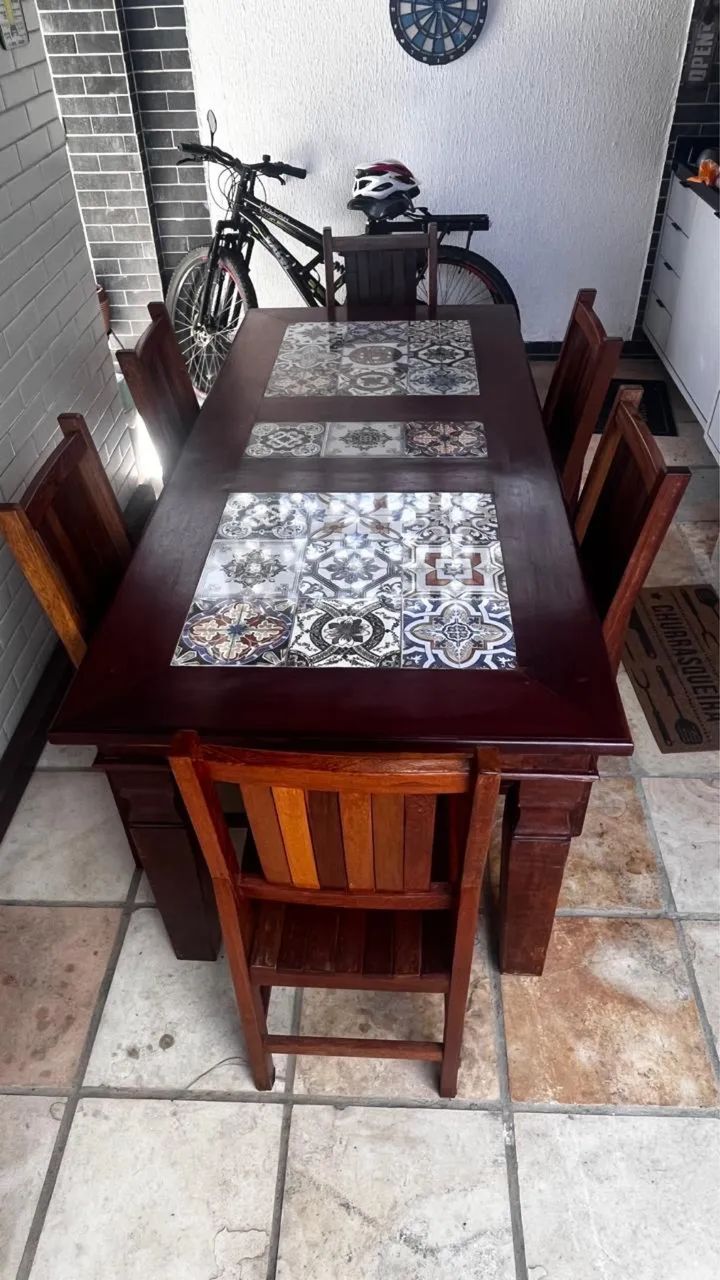 Mesa madeira com 6 cadeiras - Foto 3