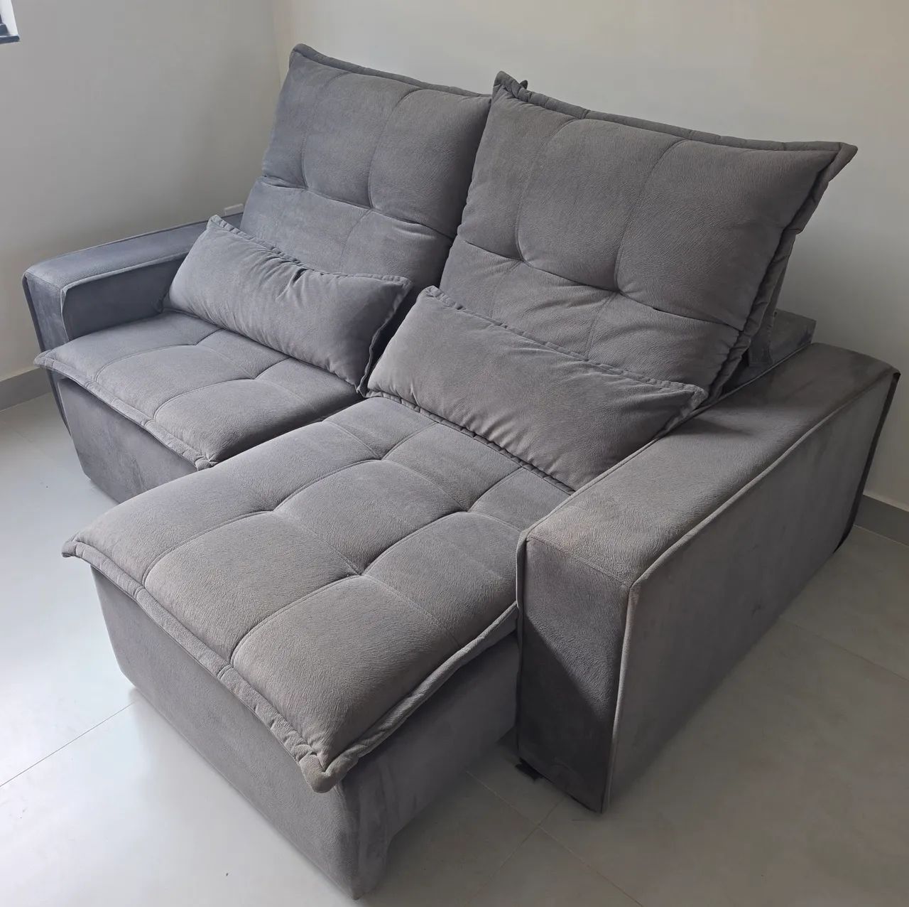 Sofá Cama / Sofá Retrátil e Reclinável Cinza 