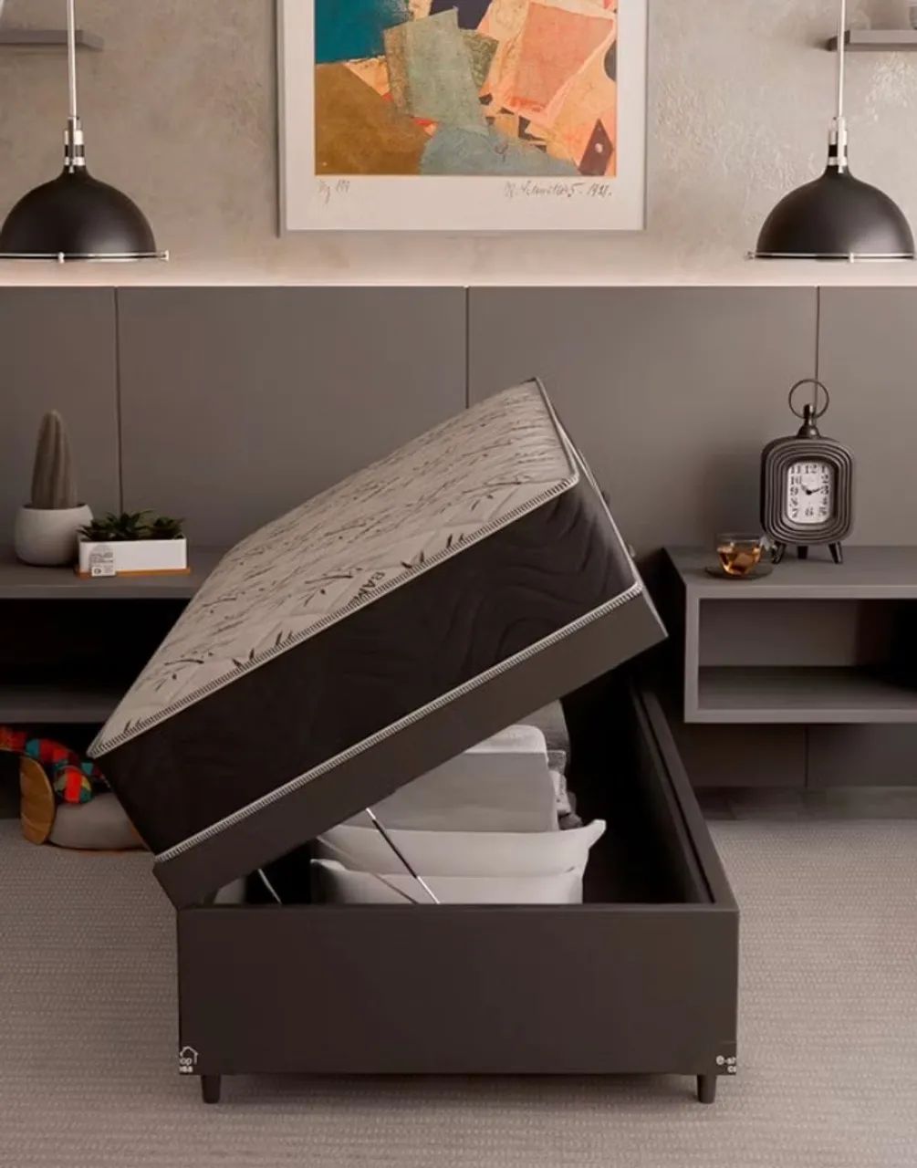 Cama box baú solteiro nova