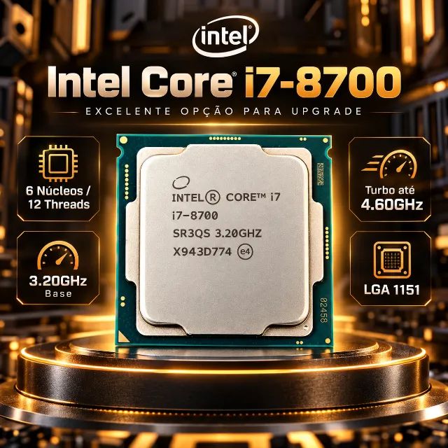 Intel Core i7-8700 8ª Geração | 6 Núcleos 12 Threads | LGA 1151