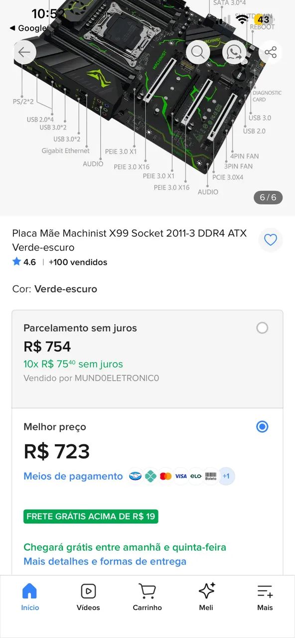 Placa Mãe X99 mr9a + xenon e5-2630 v4 - Foto 4