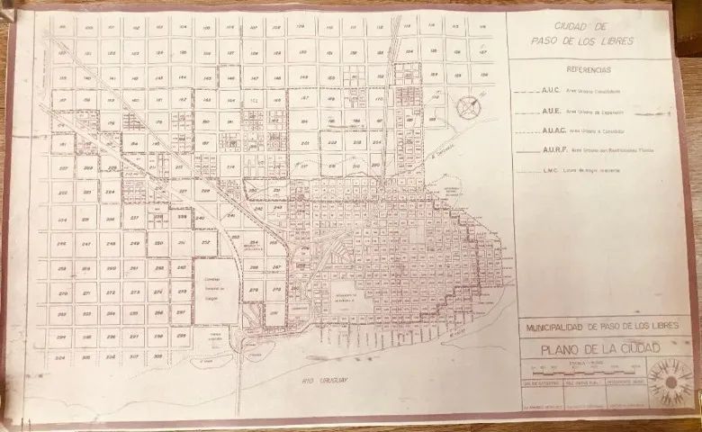 Mapa antigo do plano da cidade argentina de Paso de Los Libres - Foto 2