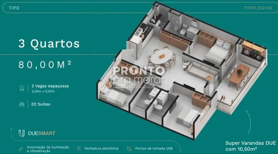 Apartamento com 3 quartos em Carneiros