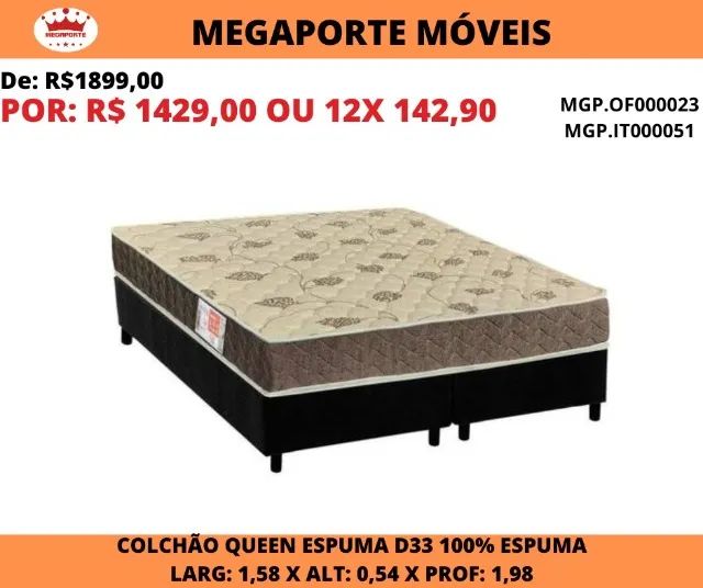 CAMA BOX QUEEN ESPUMA D33