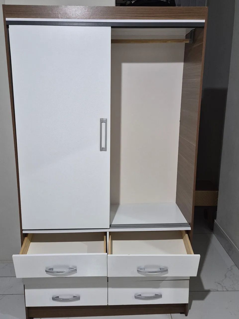 Dois Guarda-Roupas infantil / Compacto (Amadeirado com Branco) - Foto 4
