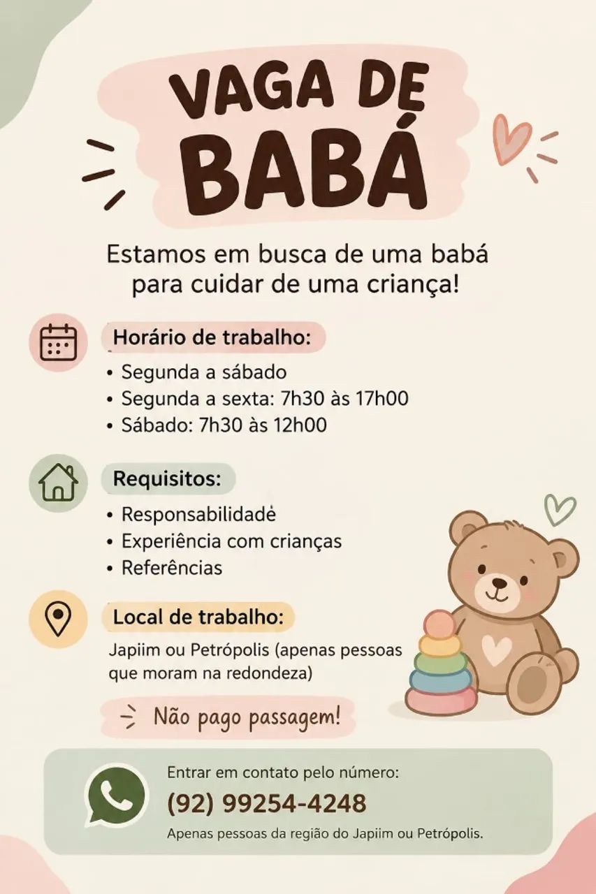 vaga de babá
