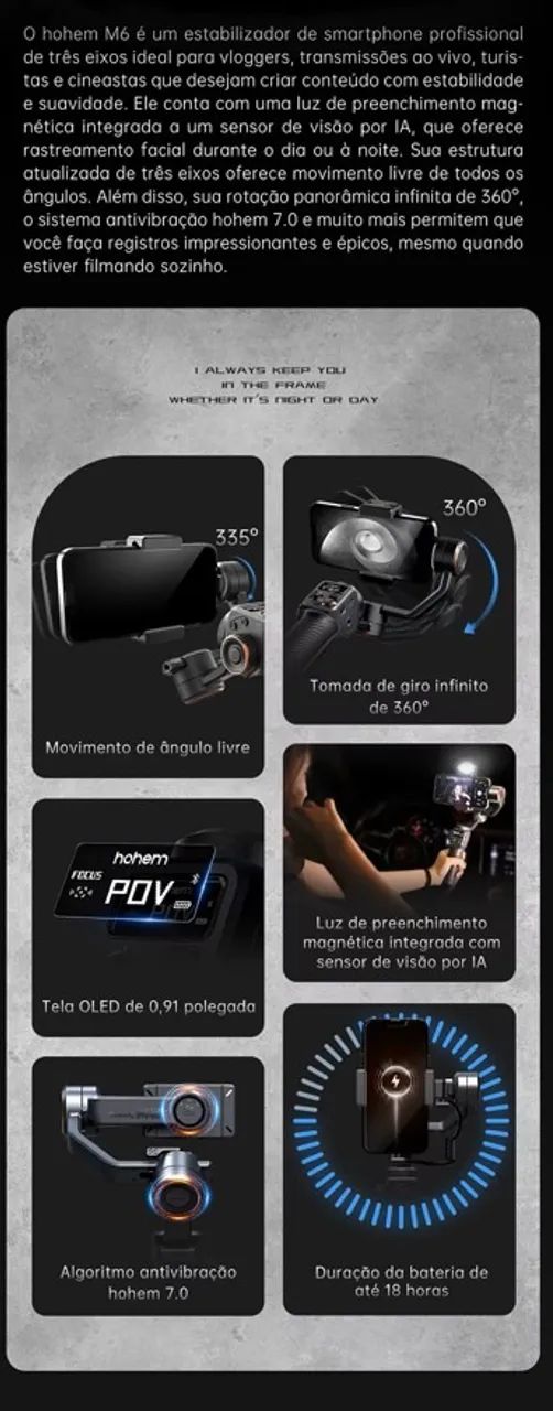 HOHEM ISTEADY M6 PRO IA com rc e maleta. NOVO - Foto 6