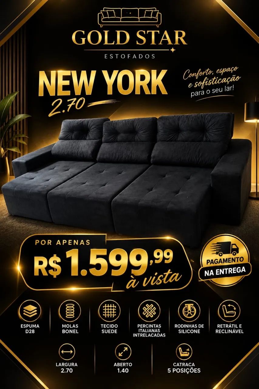 Sofá retrátil reclinável 2,70 mts  - Foto 3