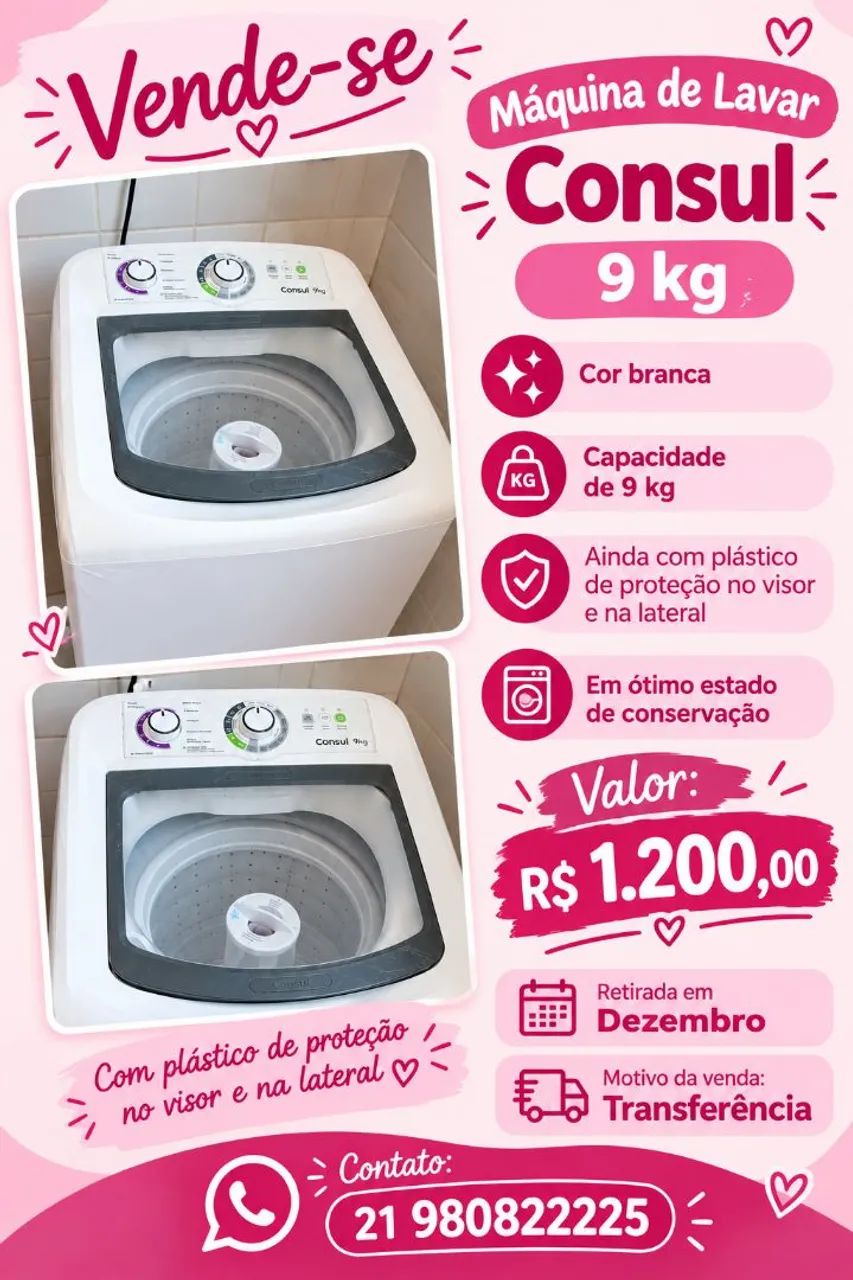 Máquina de lavar - Consul 9kg. 