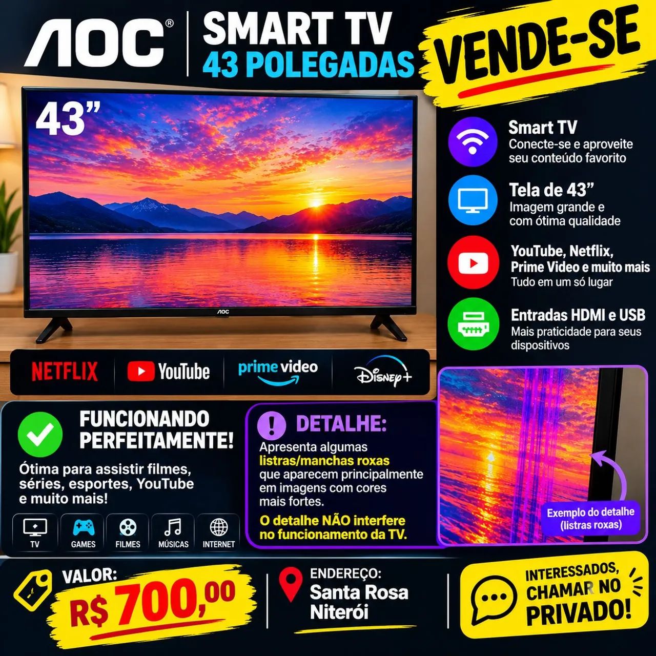 Smartv 43 polegadas AOC 
