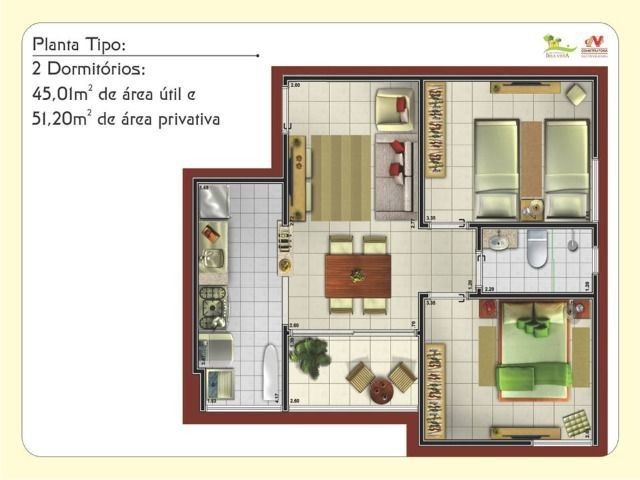 Apartamento no Residencial Bela Vista, 2 quartos - Foto 2