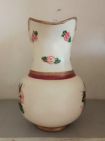Antigo Vaso De Porcelana Pintado A Mão Década De 50 - Foto 3